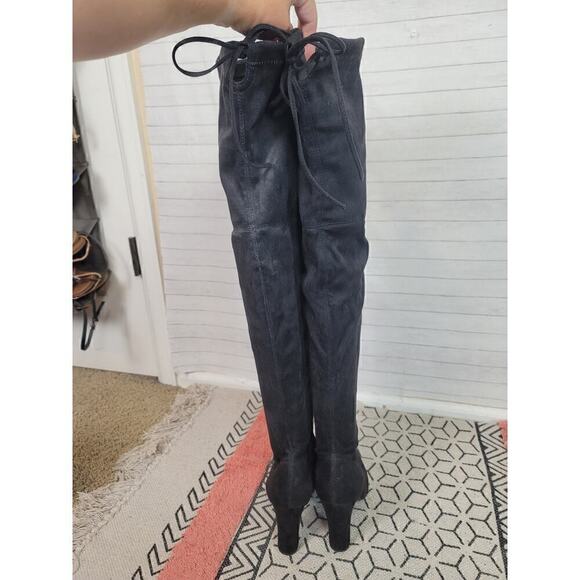 STEVE MADDEN "GORGEOUS" VEGAN SUEDE OVER THE KNEE BLACK BOOTS, sz 10 - Picture 6 of 16